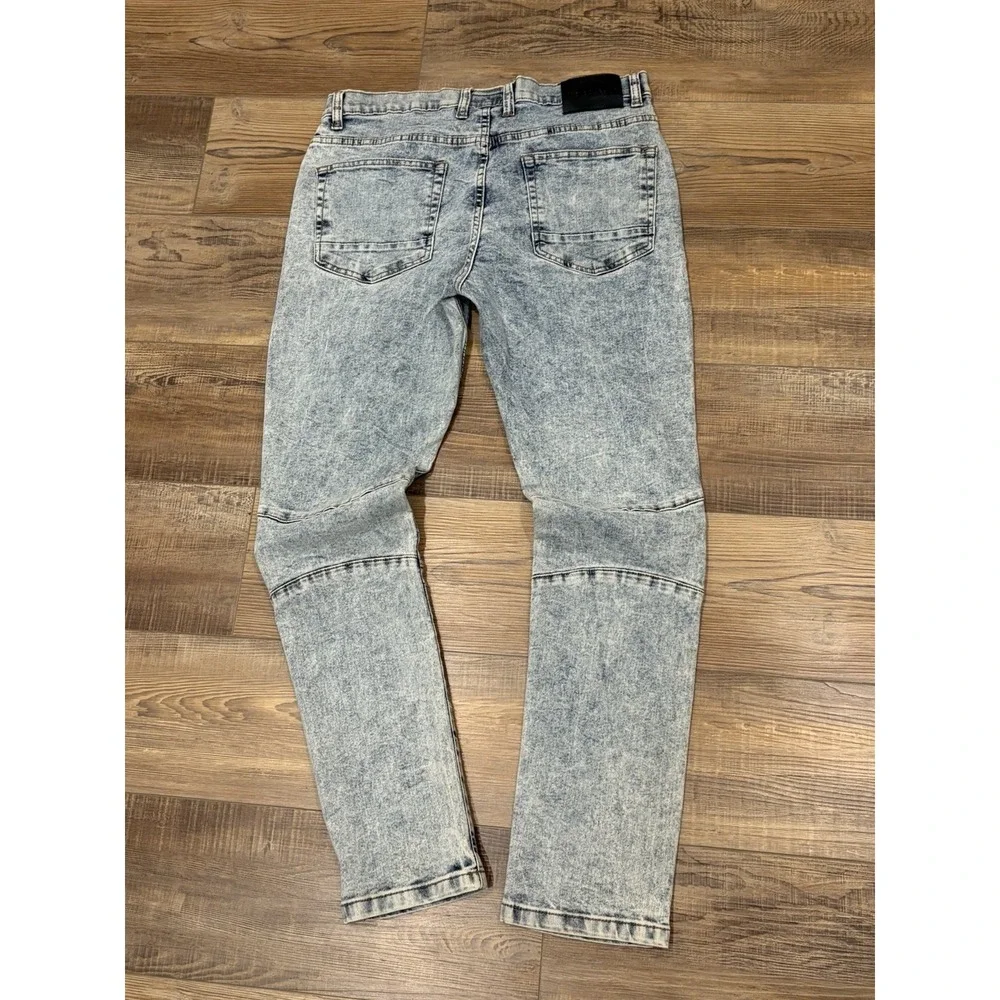 Steve's Jeans Men Size 34x32 Acid Wash Street Wear Moto Biker Striaght Mid Rise